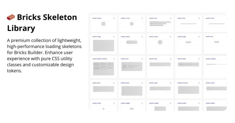 Plugin Bricks Skeleton Library Premium by @esgabrielweb