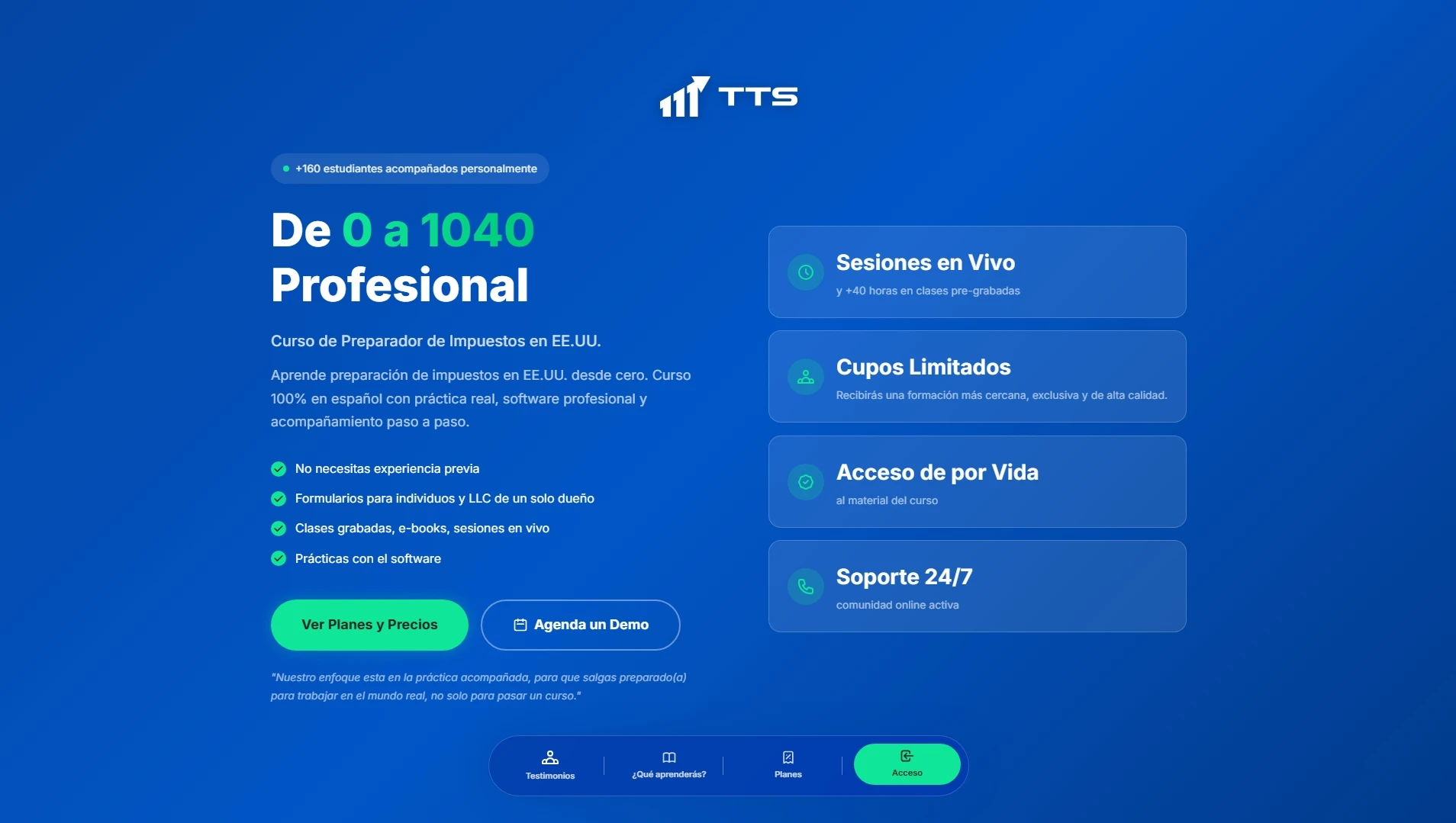 De 0 a 1040 Profesional - Landing Page