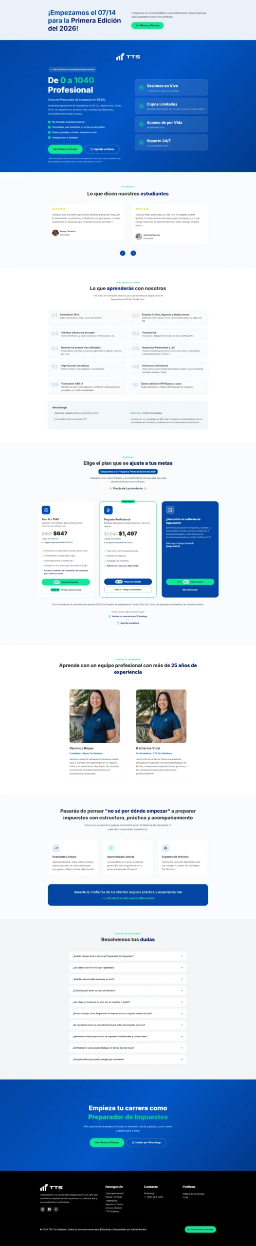 De 0 a 1040 Profesional - Landing Page